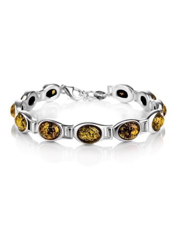 Green Amber Bracelet In Sterling Silver The Soprano, image 