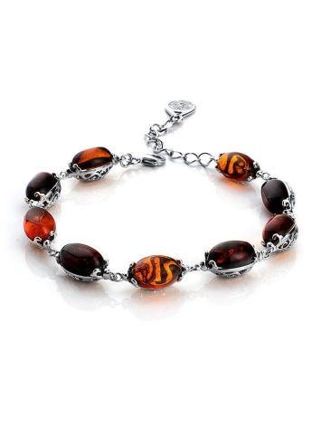 Multicolor Amber Linked Bracelet In Sterling Silver The Casablanca, image 