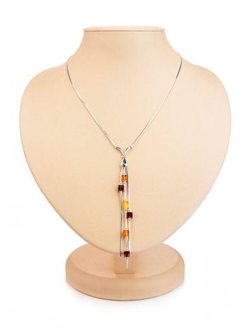 Silver Necklace With Multicolor Amber Dangles The Sugar, image 
