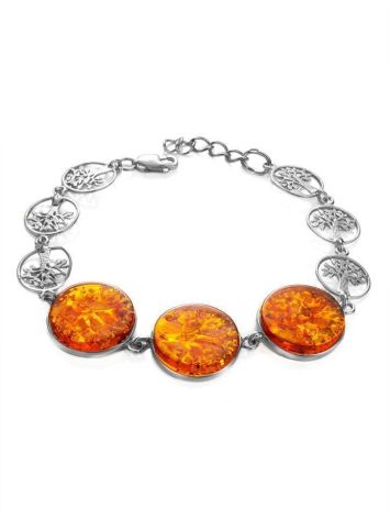 Amazing Symbolic Gift The Tree Of Life Bracelet Made in Amber And Sterling Silver, image 