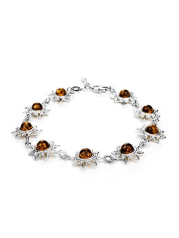 Sterling Silver Bracelet With Cognac Amber The Helios, image 
