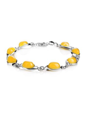 Honey Amber Silver Link Bracelet, image 