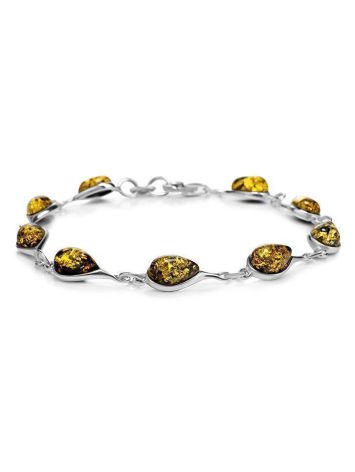 Green Amber Link Bracelet In Silver The Fiori, image 