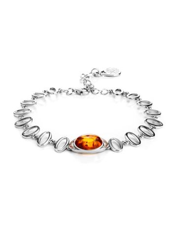 Sterling Silver Bracelet With Amber And Crystals The Raphael, image 