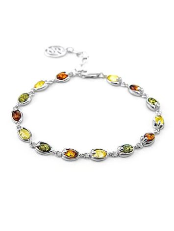 Silver Amber Link Bracelet The Astrid, image 