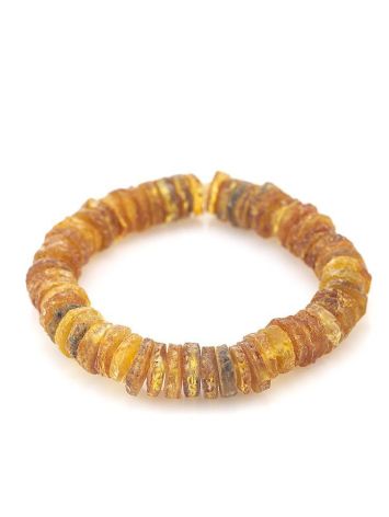 Hummer Cut Amber Elastic Beaded Bracelet, image 