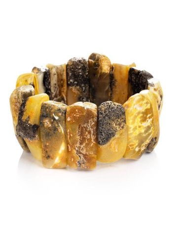 Unpolished Amber Flat Beaded Bracelet The Volcano, image 