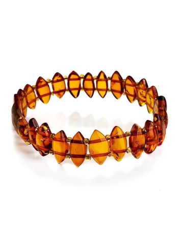 Cognac Amber Flat Beaded Bracelet, image 