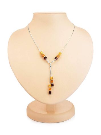 Silver Necklace With Multicolor Amber Dangles The Sugar, image 