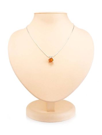 Silver Necklace With Geometric Amber Pendant The Sugar, Length: 42, image 