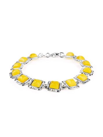 Silver Link Bracelet With Amber The Lisbon, image 