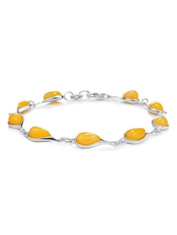 Silver Link Bracelet With Honey Amber Stones The Fiori, image 