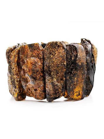 Black Amber Flat Beaded Bracelet The Volcano, image 