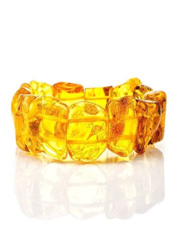 Bold Cognac Amber Flat Beaded Bracelet The Volcano, image 
