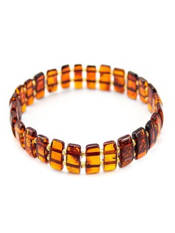 Cognac Amber Flat Beaded Bracelet, image 