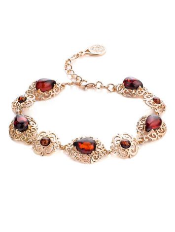 Cherry Amber Link Bracelet In Gold Plated Silver The Luxor, image 