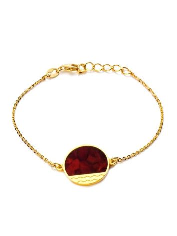 Gold-Plated Chain Bracelet With Cherry Amber The Monaco, image 
