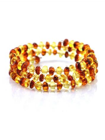 Natural Amber And Glass Beads Bangle Bracelet, image 