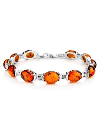 Bright Cognac Amber Link Bracelet In Silver, image 