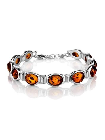 Cognac Amber Bracelet In Sterling Silver The Soprano, image 