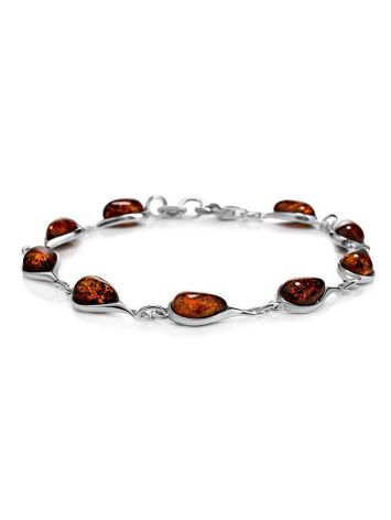 Cognac Amber Link Bracelet In Sterling Silver The Fiori, image 