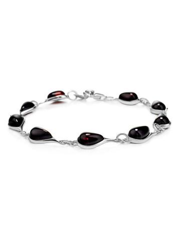 Silver Link Bracelet With Cherry Amber The Fiori, image 