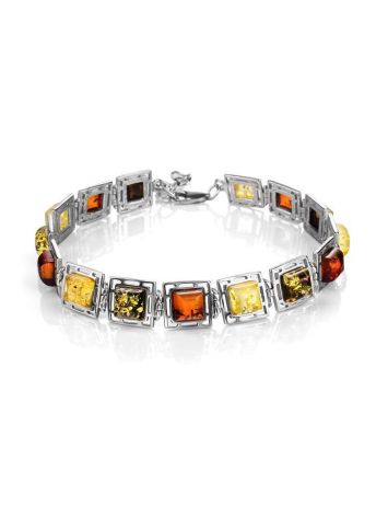 Multicolor Amber Silver Link Bracelet The Ithaca, image 