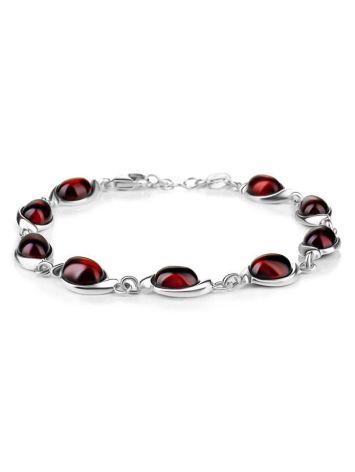 Cherry Amber Silver Link Bracelet, image 