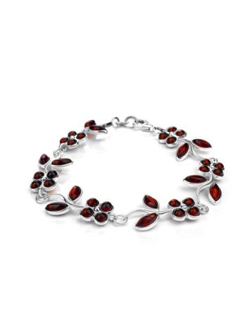 Amber Floral Link Bracelet In Sterling Silver The April, image 
