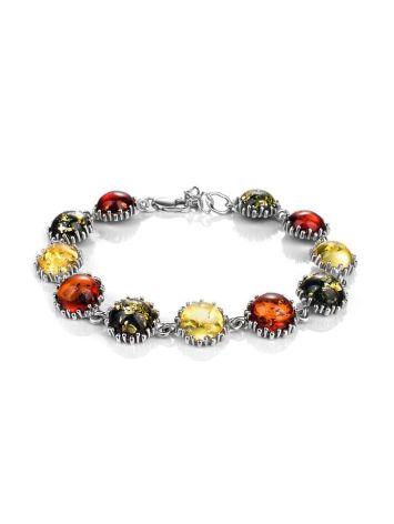 Multicolor Amber Link Bracelet In Sterling Silver The Brunia, image 