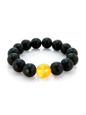Unisex Black Amber Beaded Bracelet The Cuba, image 
