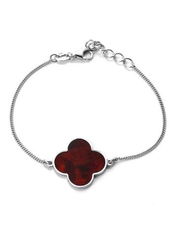 Sterling Silver Chain Bracelet With Clover Shaped Amber The Monaco, image 