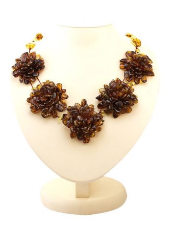 Cognac Amber Necklace The Chrysanthemum, image 