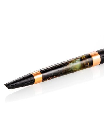 Stylish Wooden Ball Pen With Textured Green Amber, image , picture 5