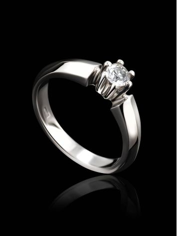 White Gold Ring With Solitaire Diamond, Ring Size: 7 / 17.5, image , picture 2