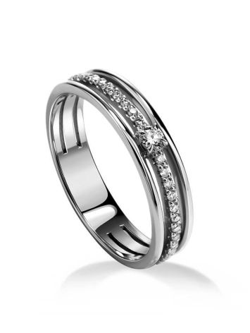 White Gold Ring With Diamond Pavé, Ring Size: 6 / 16.5, image 