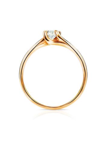Curvy Golden Ring With Solitaire White Diamond, Ring Size: 8 / 18, image , picture 3