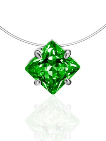 Invisible Necklace With Green Crystal Pendant The Aurora, image 