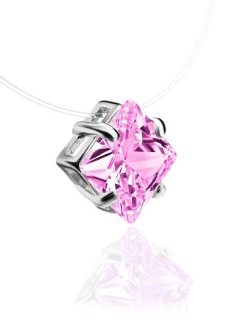 Invisible Necklace With Square Pink Crystal The Aurora, image , picture 3