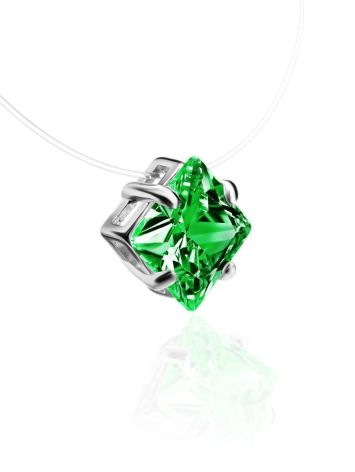 Invisible Necklace With Green Crystal Pendant The Aurora, image , picture 3