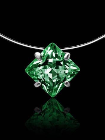 Invisible Necklace With Green Crystal Pendant The Aurora, image , picture 2