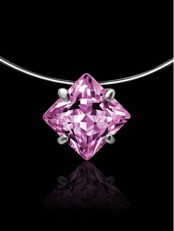 Invisible Necklace With Square Pink Crystal The Aurora, image , picture 2