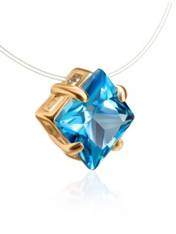 Invisible Necklace With Blue Crystal In Gold The Aurora, Length: 42, image , picture 3