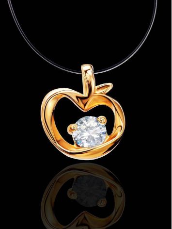 Apple Motif Gold Crystal Pendant Necklace The Aurora, Length: 41, image , picture 2
