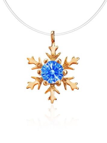 Invisible Necklace With Blue Crystal Snowflake The Aurora, Length: 39, image 