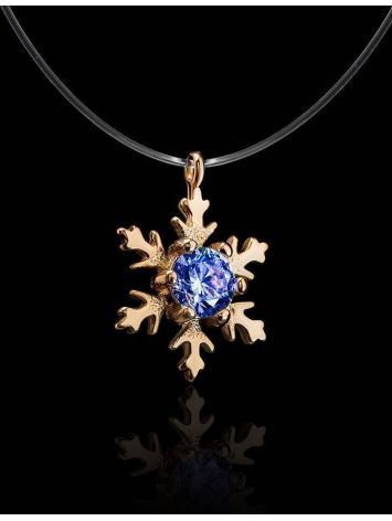 Invisible Necklace With Blue Crystal Snowflake The Aurora, Length: 39, image , picture 2