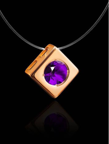 Invisible Necklace With Square Golden Pendant The Aurora, Length: 40, image , picture 2