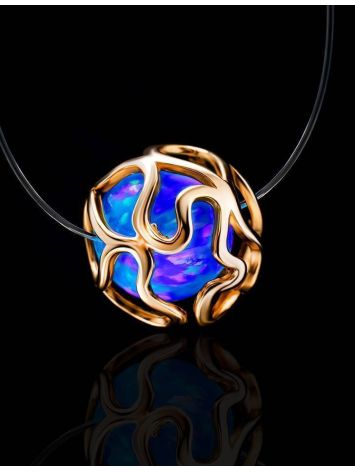Invisible Necklace With Synthetic Opal In Gold The Aurora, Length: 40, image , picture 2