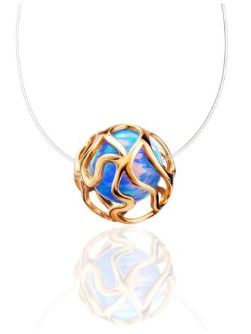 Invisible Necklace With Synthetic Opal In Gold The Aurora, Length: 40, image 