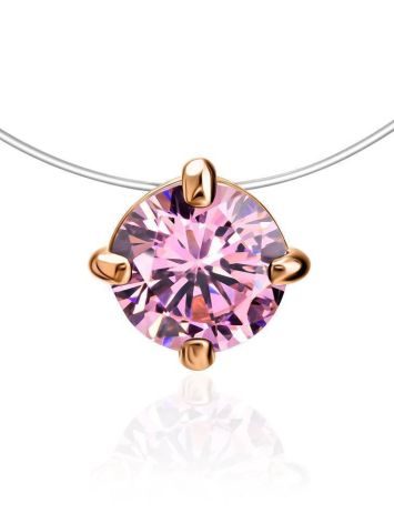 Invisible Necklace With Pink Crystal In Gold The Aurora, Length: 42, image 